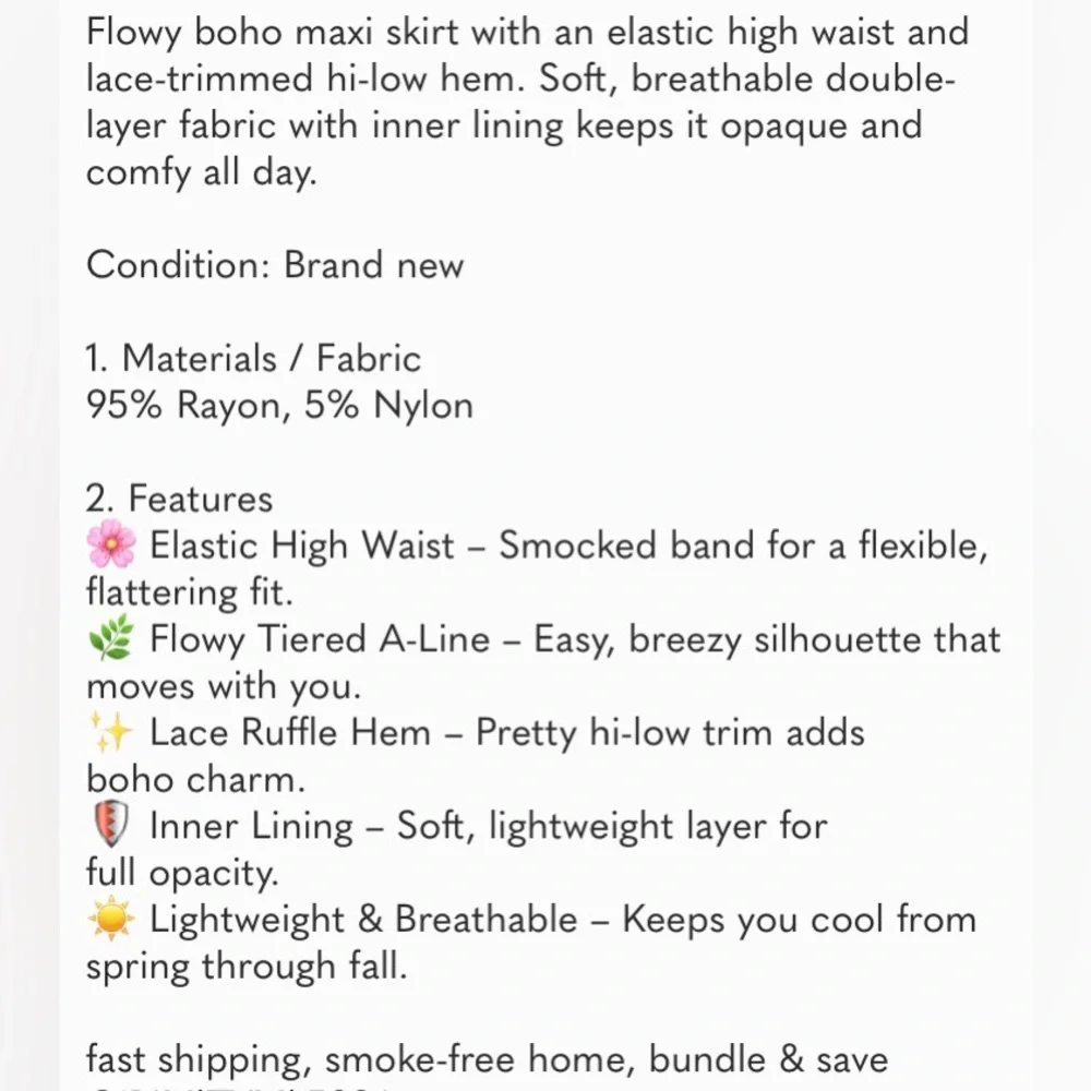 Women's Boho Maxi Skirt High Waist Smocked A-Line Flowy Long Skirt